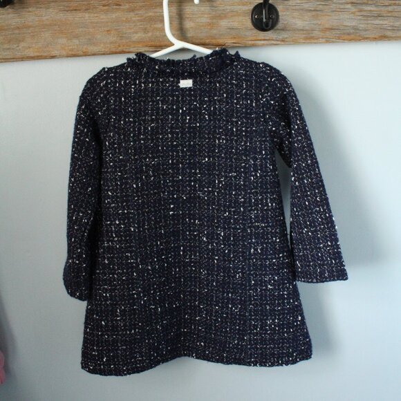 Le Chic Size 3/4 Girls Navy Tweed Coat - Picture 4 of 4